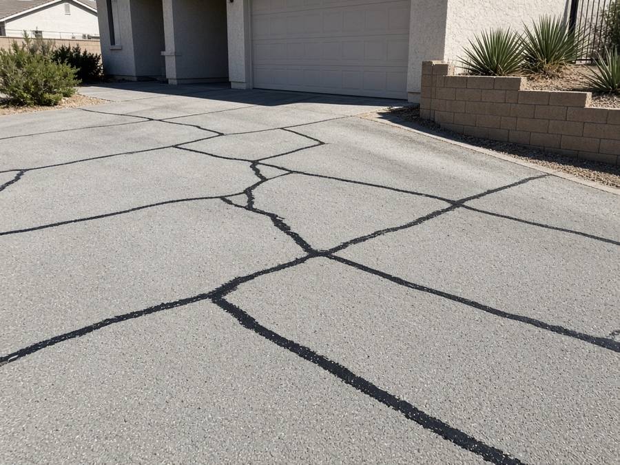 Driveway with fresh crack sealing lines — Asphalt Crack Sealing & Crack Filling in Riverside, CA