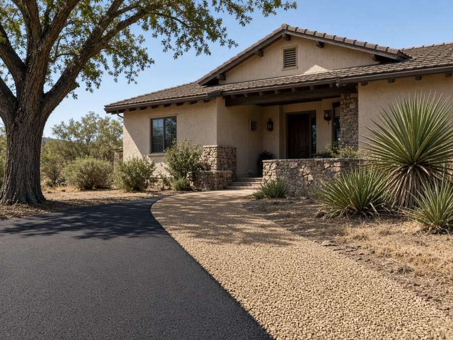 Finished chip seal driveway at a ranch home — Chip Seal, Tar & Chip and Slurry Seal in Riverside, CA