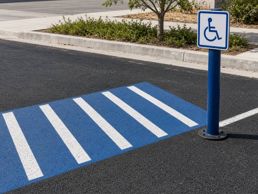 New ADA accessible stall with access aisle and sign — Parking Lot Striping & ADA Layout in Riverside, CA